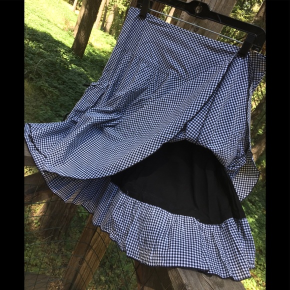 Fresh + Wear layered black and white peasant drop waist gingham midi skirt - Picture 2 of 7